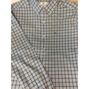Sourhern Tide Classic Fit Blue Check Long Sleeve Cotton Button up Sz M coastal